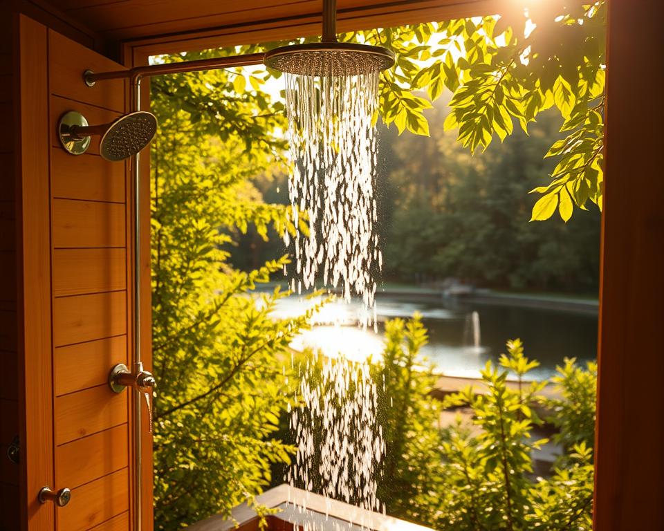 Außendusche nach der Sauna Außendusche nach der Sauna